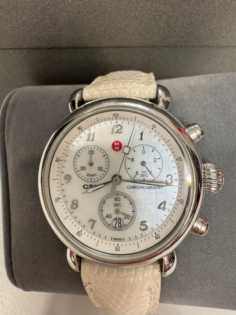 Michele CSX Chronograph Watch With Lizard strap